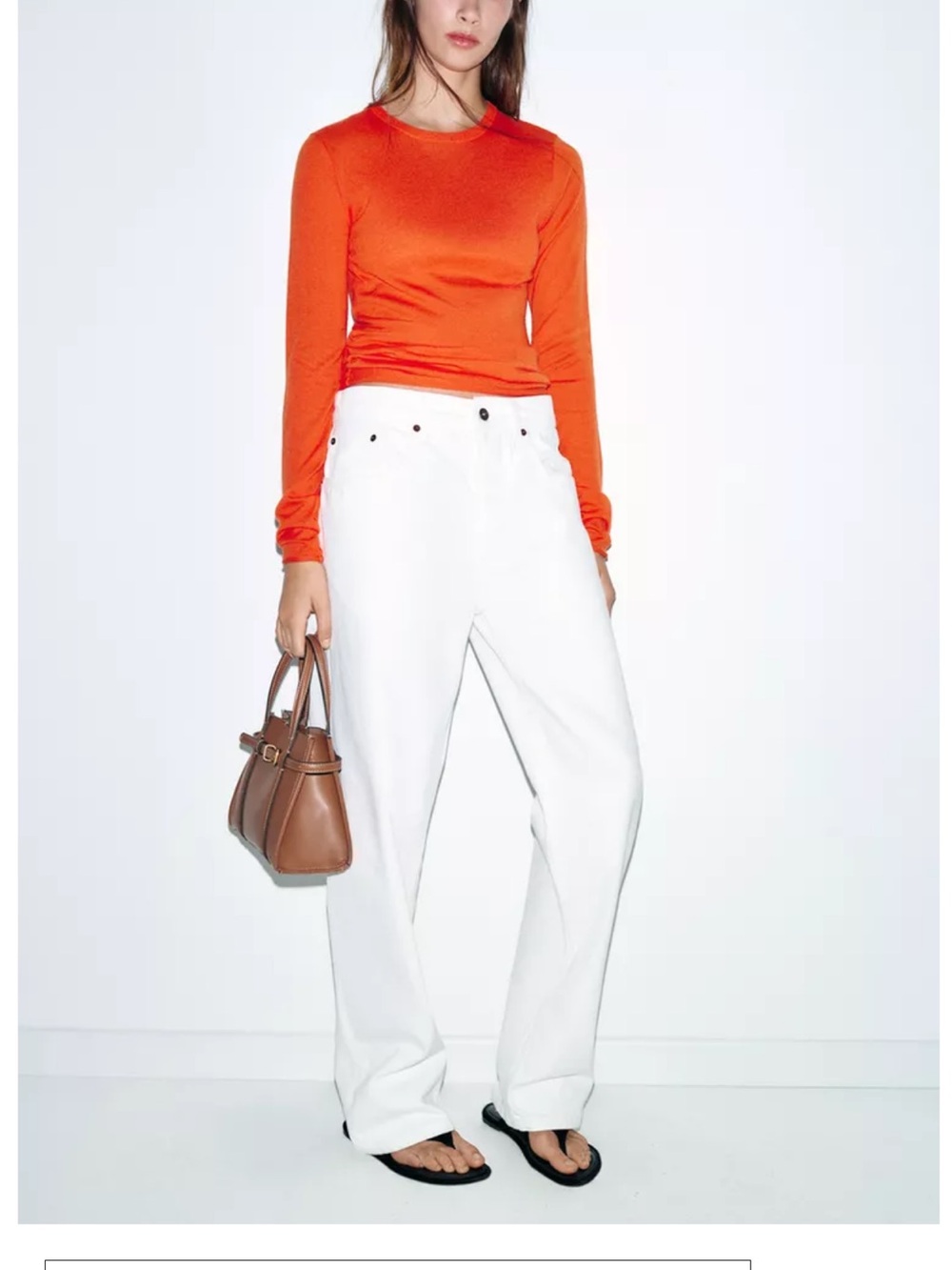 Zara Brown Leather Tote Bag - Women